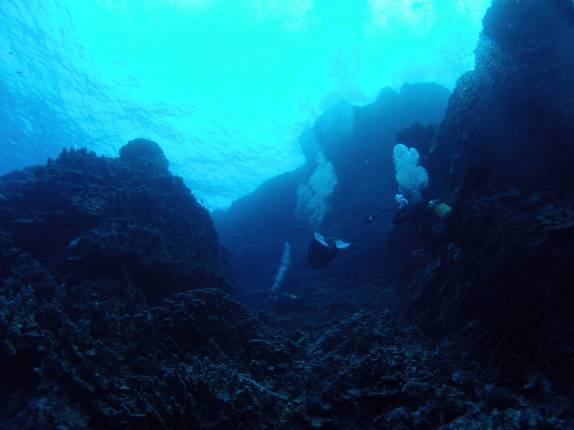 Água absolutamente cristalina, com visibilidadde de 60 metros durante mergulho na Ilha da Páscoa, território chileno no meio do Oceano Pacífico